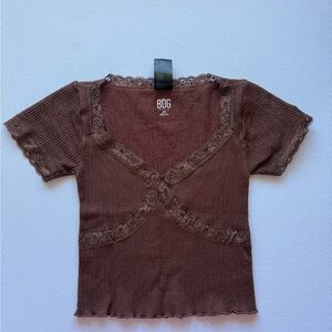BDG Chocolate Lace Accent Women's Blouse